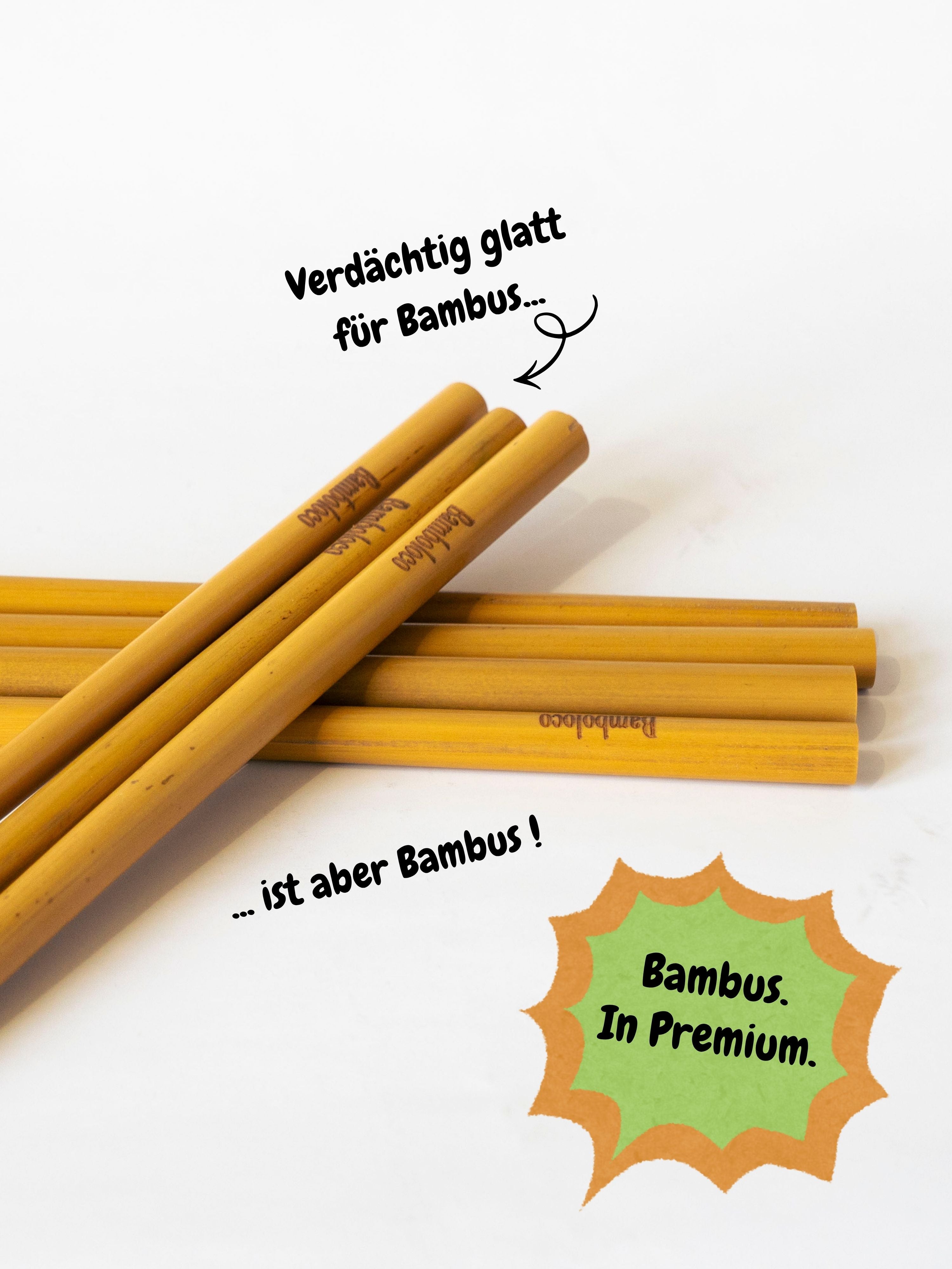 Premium Bambus (12 Stück) Strohhalme wiederverwendbar