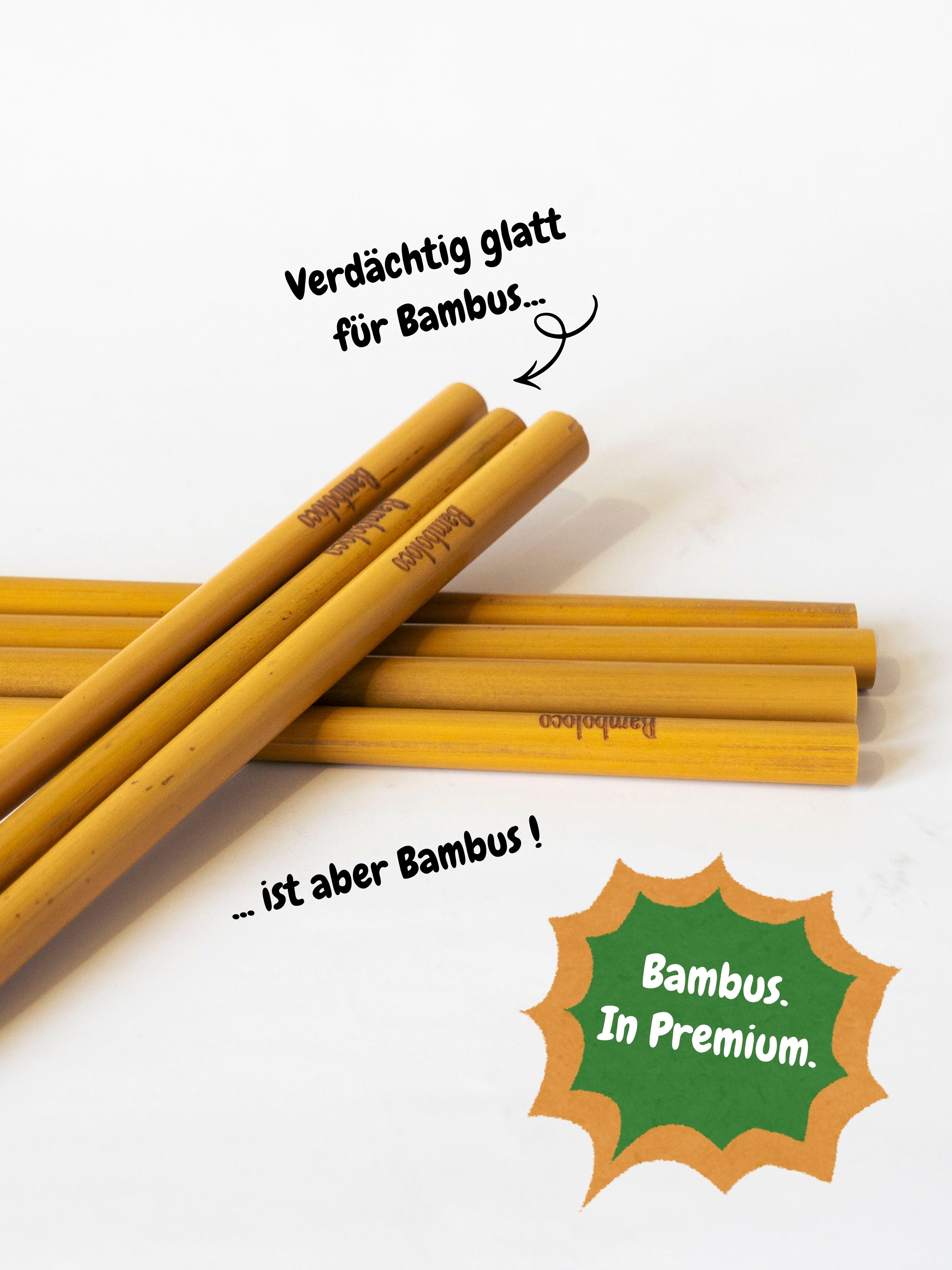 Premium Bambus (12 Stück) Strohhalme wiederverwendbar