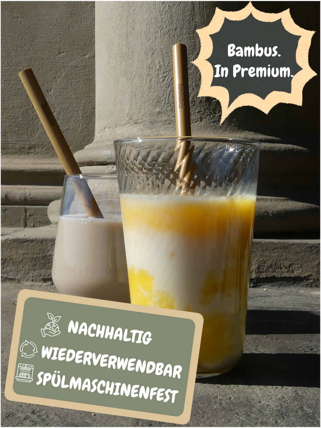Bambustrinkhalme - Premium (12 Stück) wiederverwendbar
