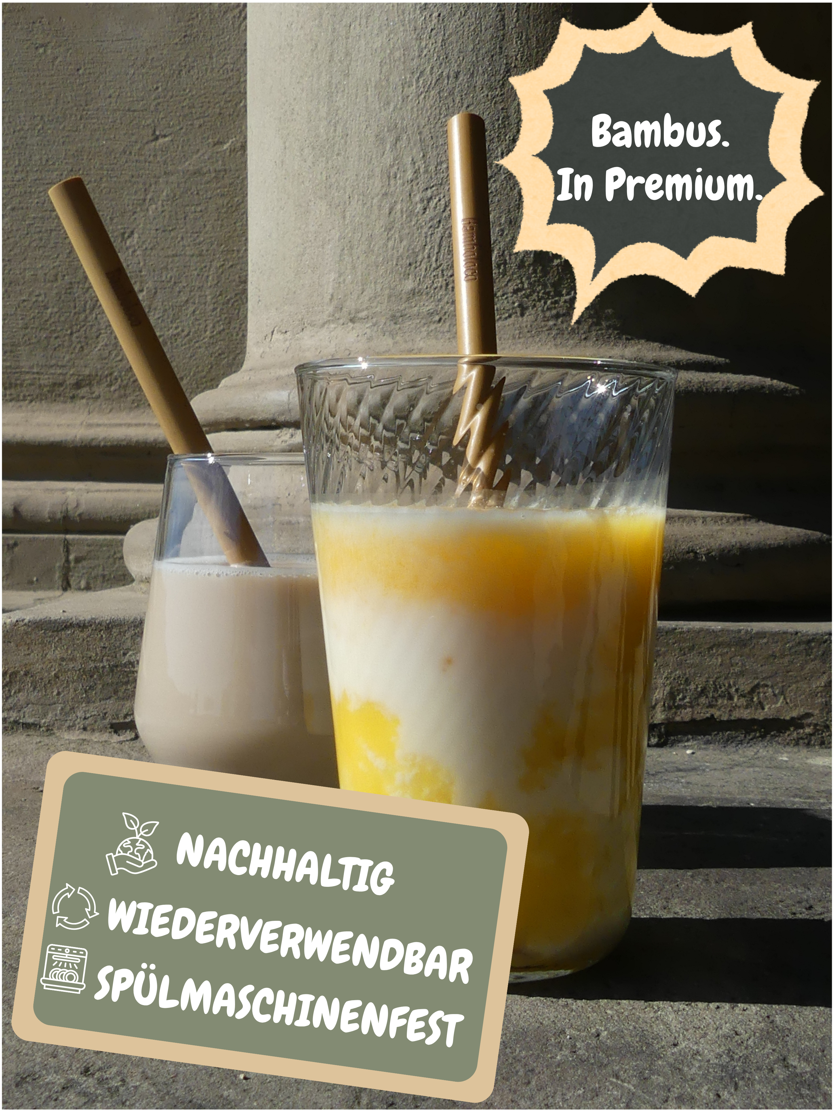 Bambustrinkhalme - Premium (12 Stück) wiederverwendbar