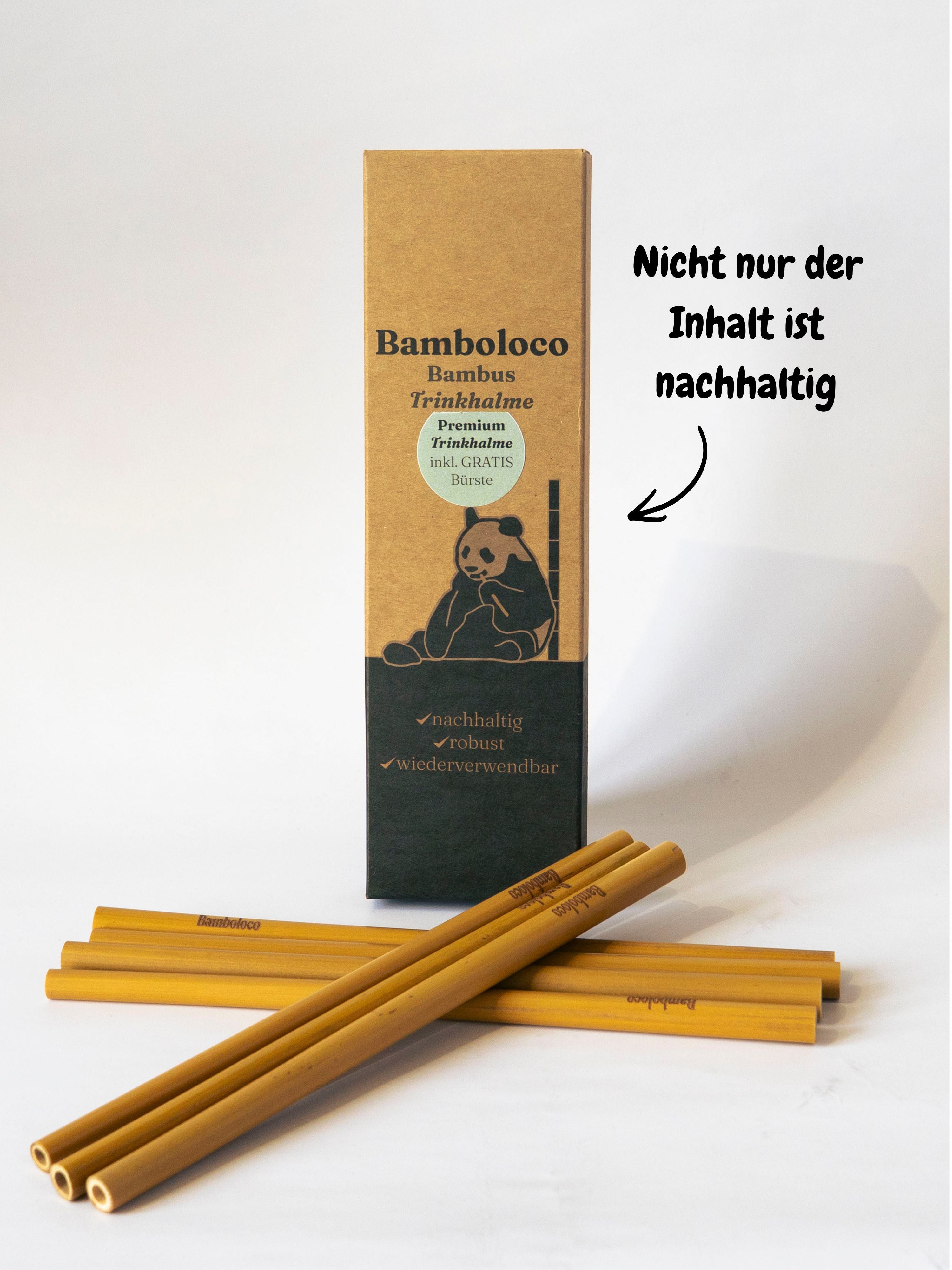Premium Bambus (12 Stück) Strohhalme wiederverwendbar