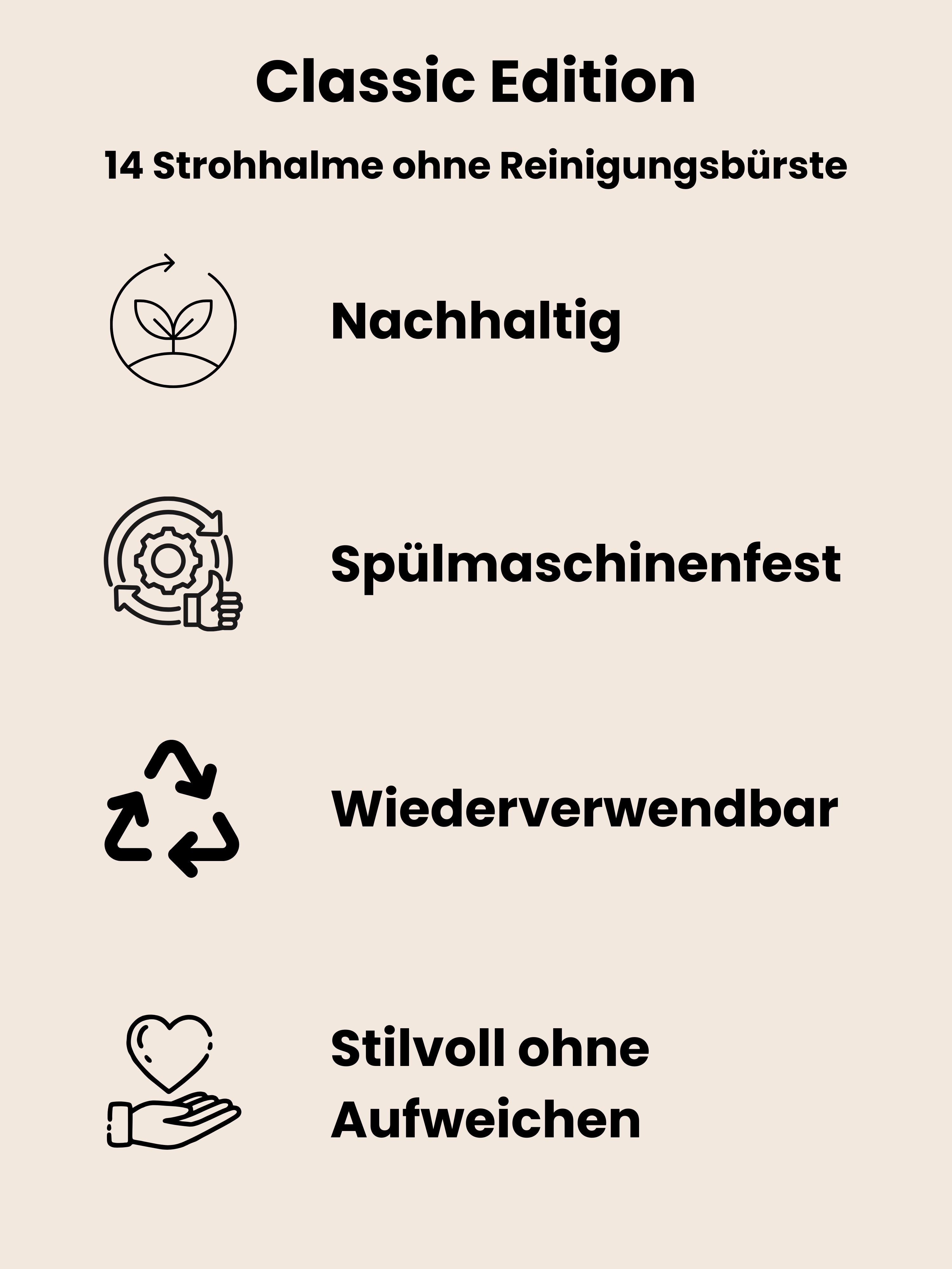 Classic Bambus (14 Stück) Strohhalme wiederverwendbar