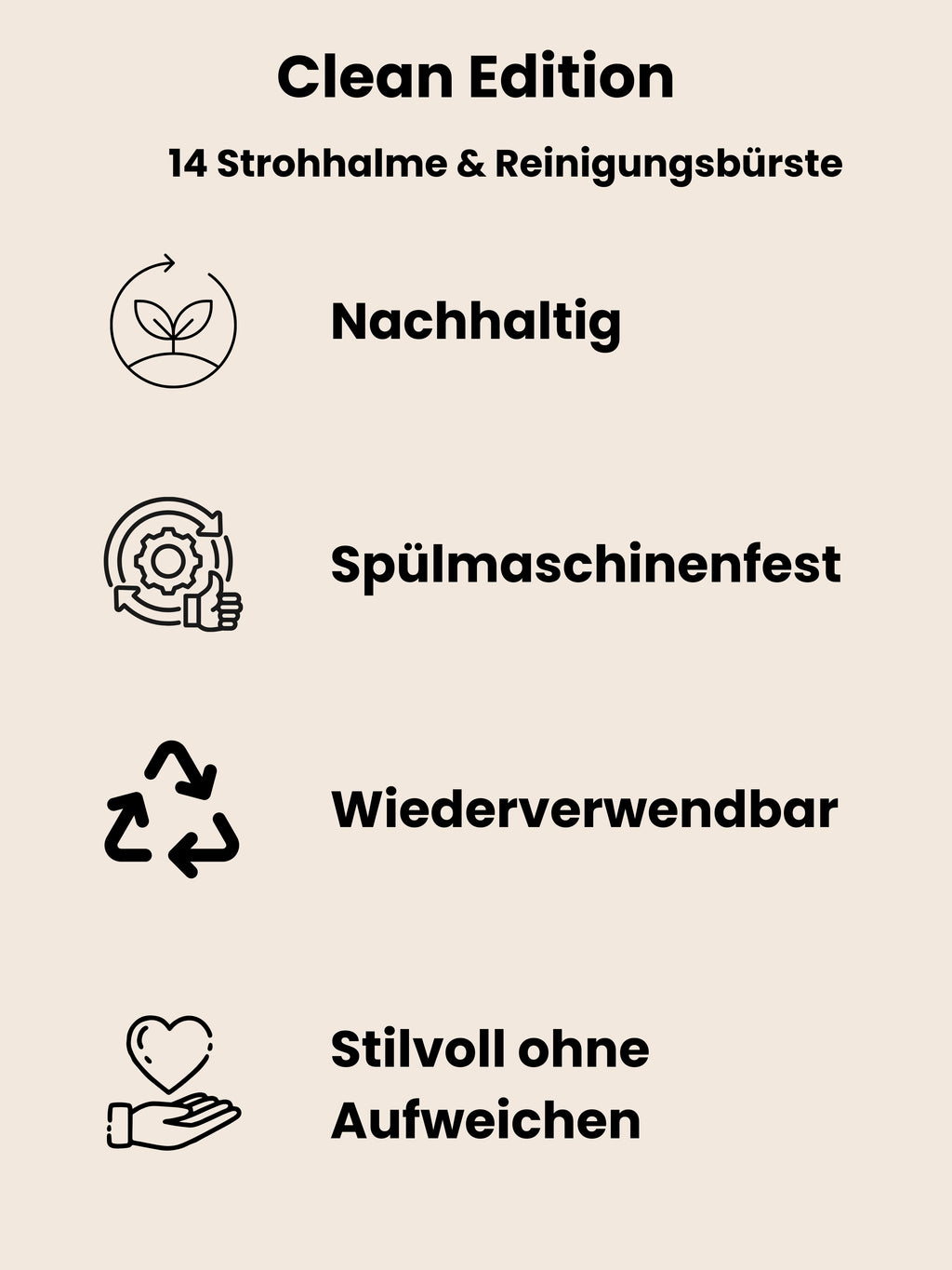 Clean Bambus (14 Stück) Strohhalme wiederverwendbar