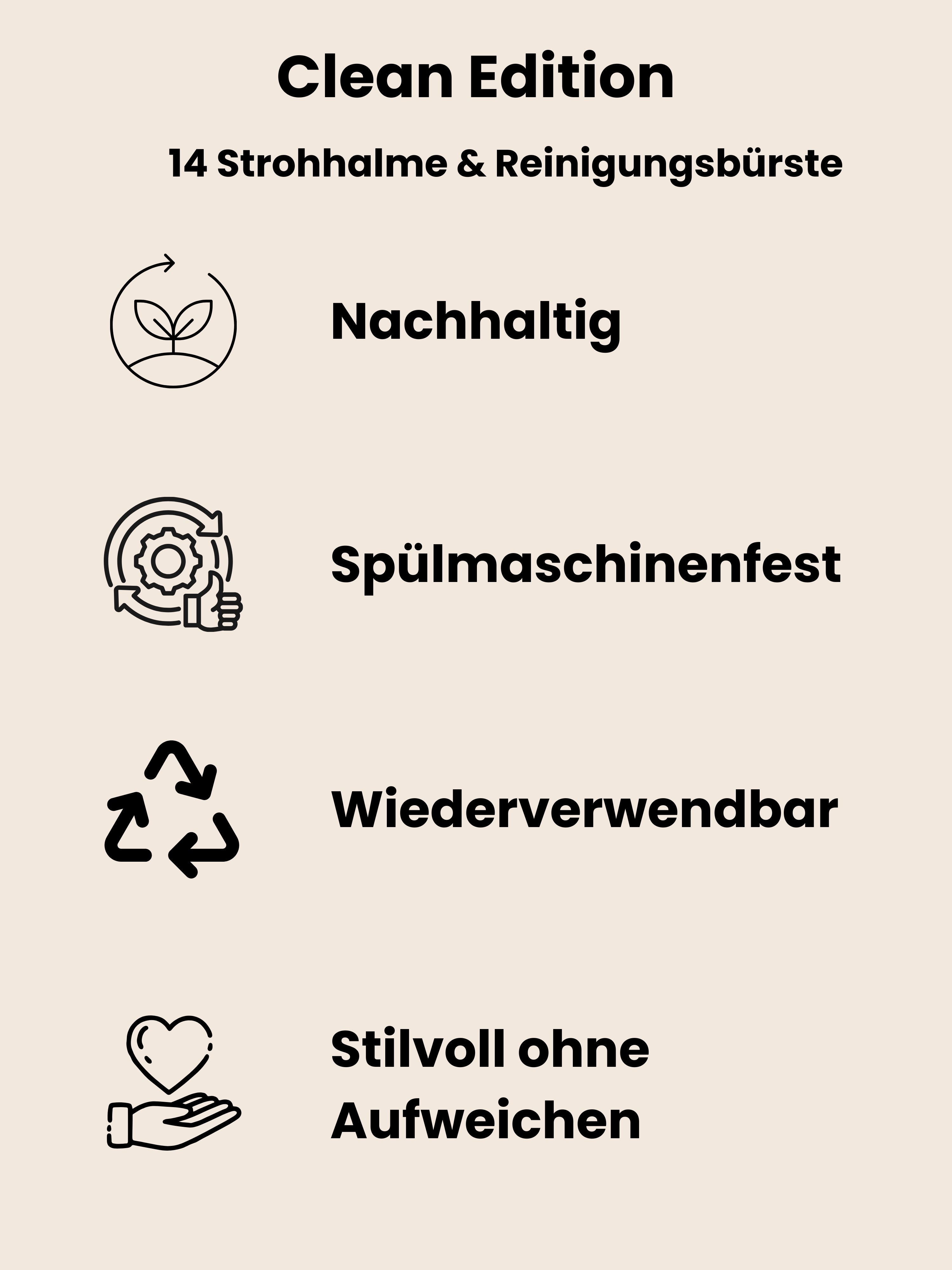 Clean Bambus (14 Stück) Strohhalme wiederverwendbar