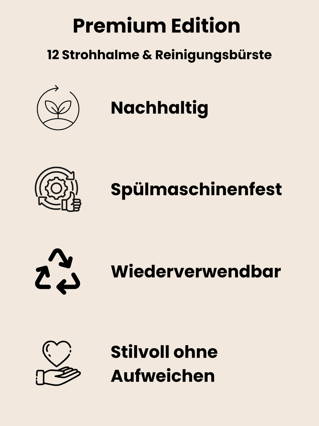 Premium Bambus (12 Stück) Strohhalme wiederverwendbar