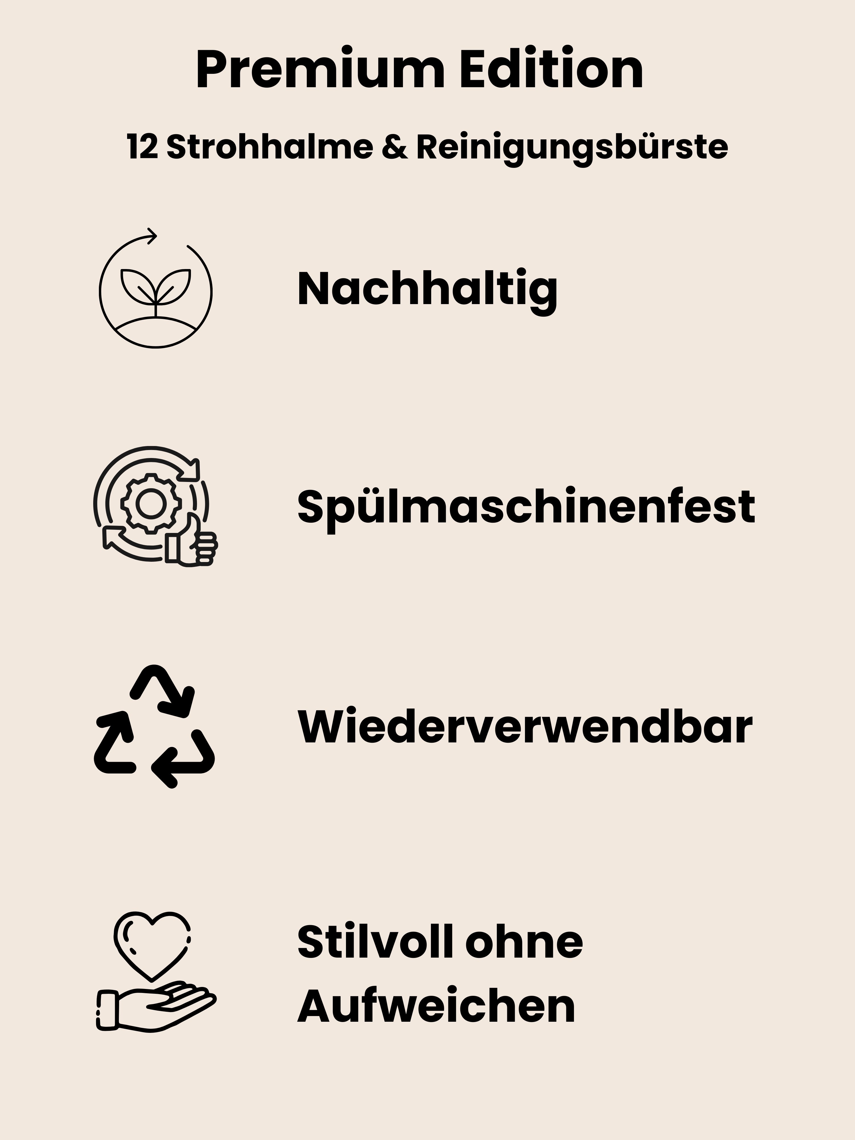 Premium Bambus (12 Stück) Strohhalme wiederverwendbar